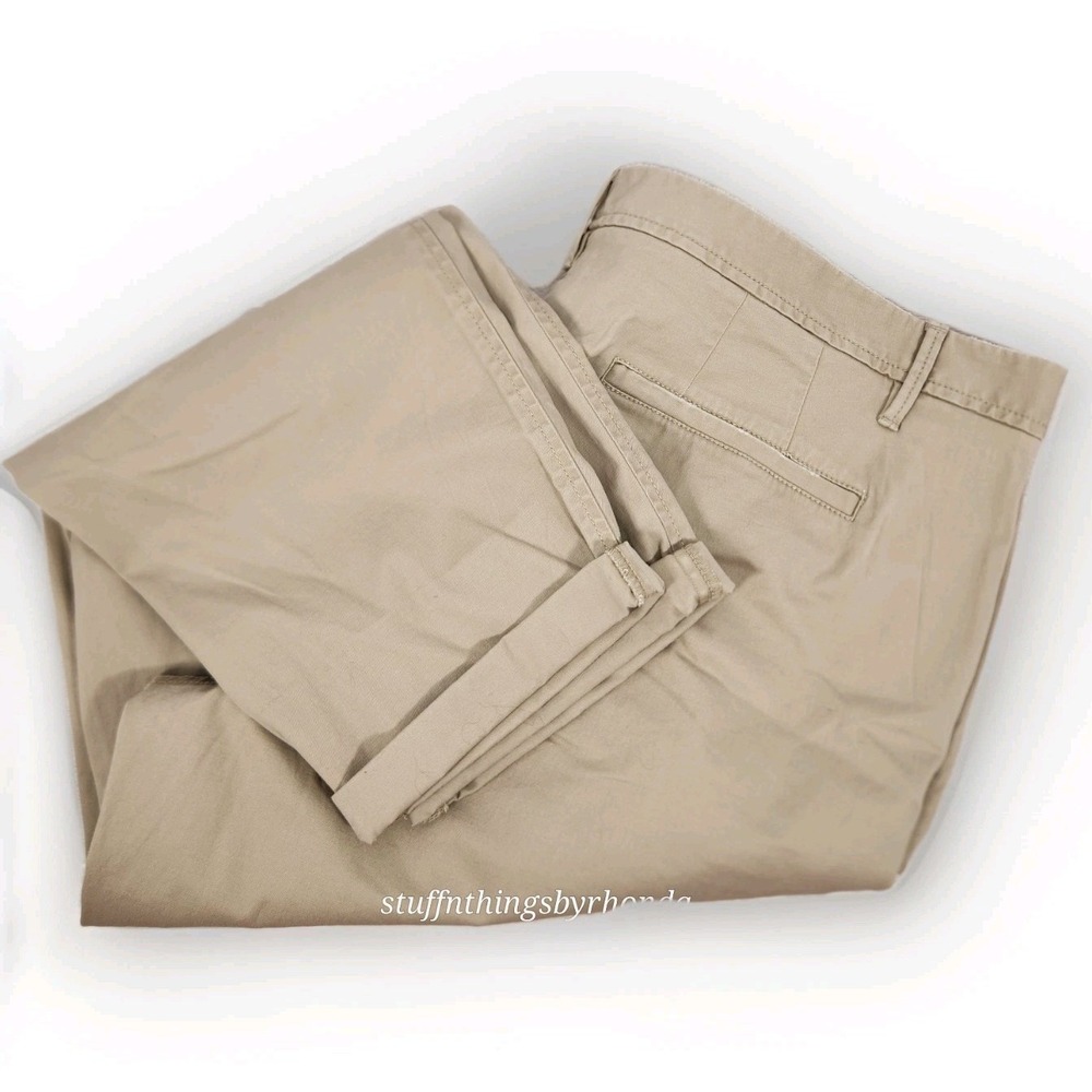 NWOT Talbots Cropped Ankle Pants Size 18 Girlfriend Chino Khaki Cotton